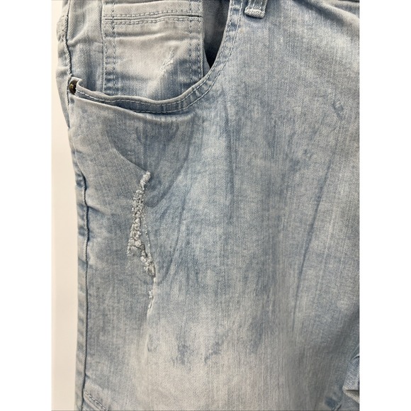 WT02 Jeans Mens 40x31 Blue Acid Wash Stretch Urban Streetwear Straight Fit Distr - Picture 6 of 9